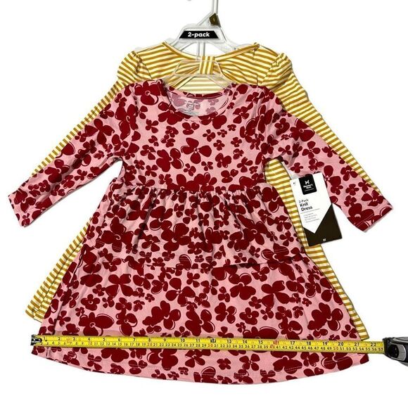 Member's Mark Girls' 2 Pack Dress Red Floral/Stripe Size 3T - Picture 7 of 15